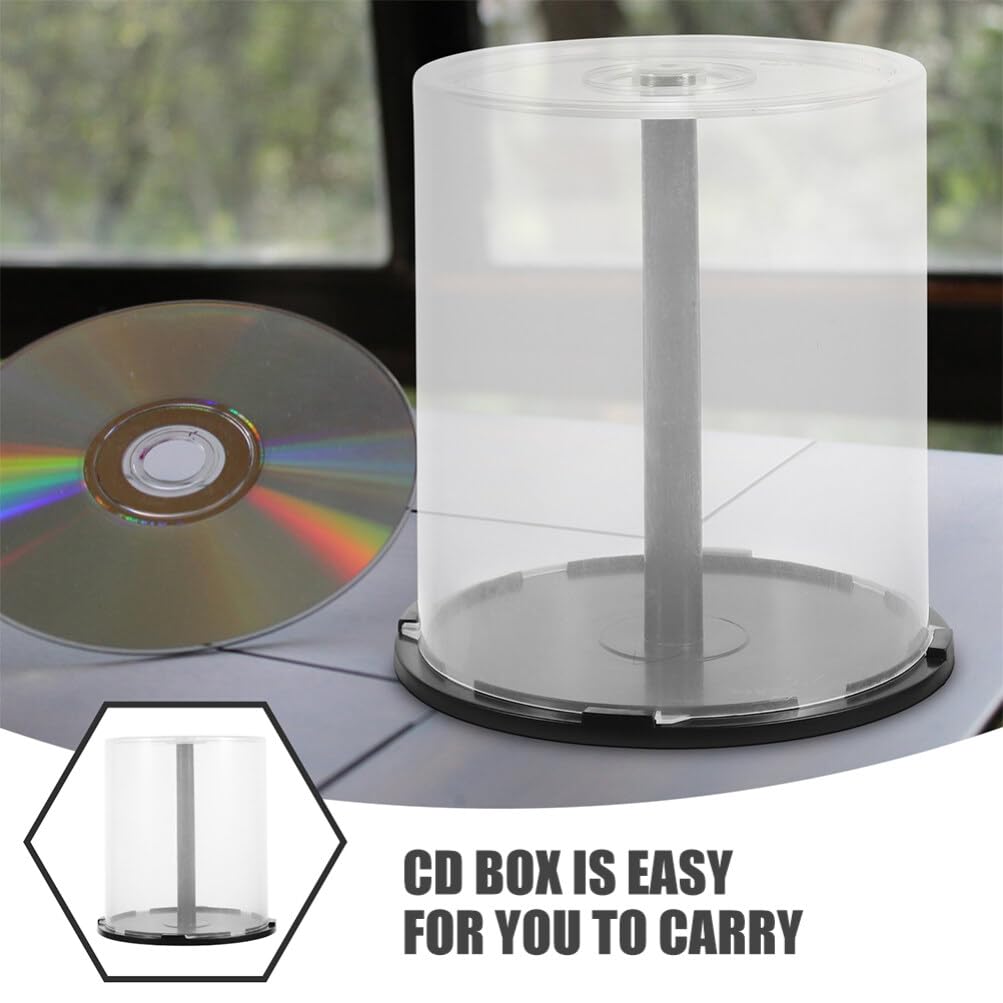PRETYZOOM Scatola Per Torta Vuota Per Cd/Dvd Da 4 Pezzi Con Mandrino Scatola Di Immagazzinaggio Porta CD In Plastica Trasparente Secchio Per Riporre I Dvd Capacità Di 100 Per CD Dvd