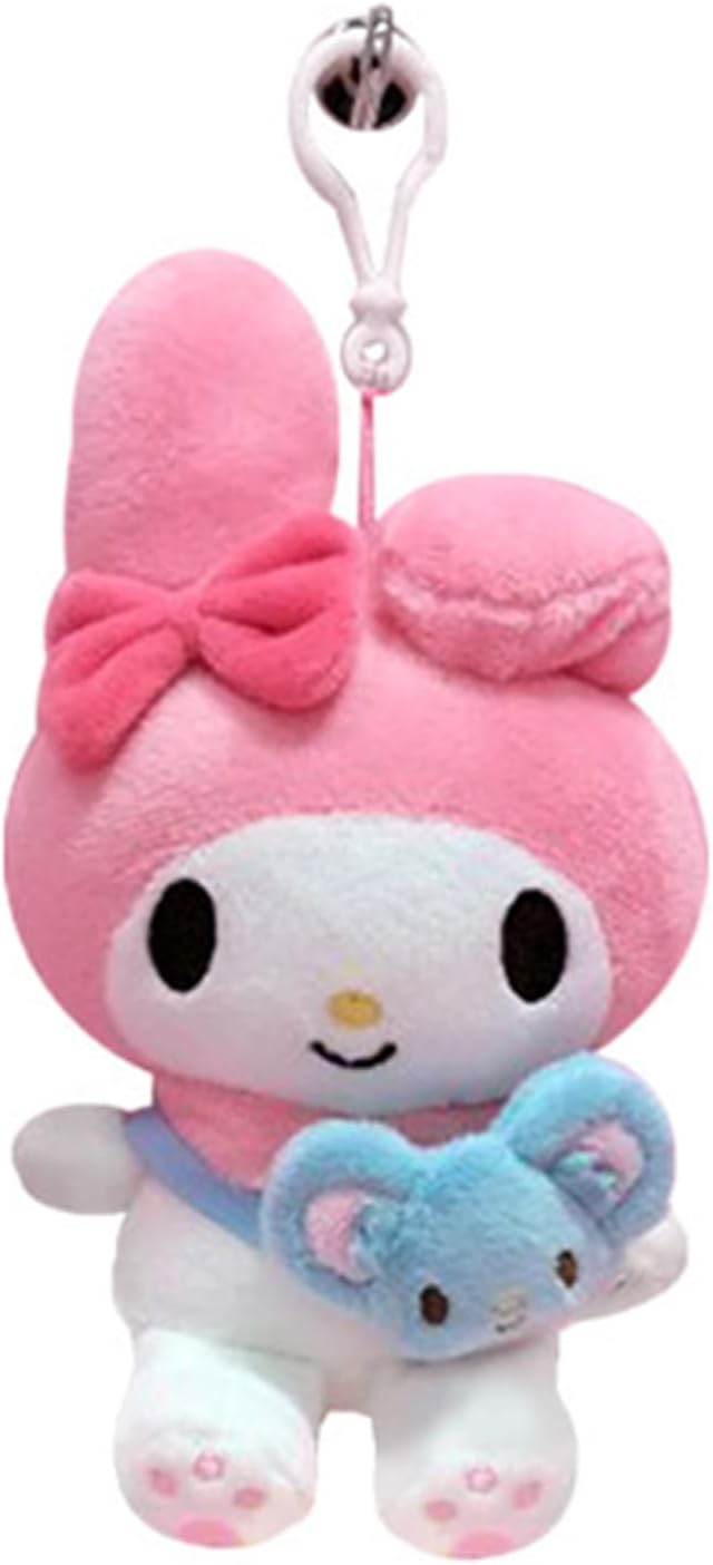 Friends bag hook Cutie Hello Kitty Friends Character Plush Bag Clip Keychain Backpack Hanger 1PC 4.7in, 마이멜로디, Approx. 4.7 x 4.7 x 2.6 inches