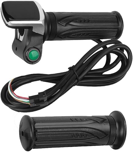 Electric Bike Throttle Grip, Twist Handlebar for Mini 6 Cores Ebike Grip Universal Bicycle Cable Accelerator Handle with Switch LCD Quantity Display