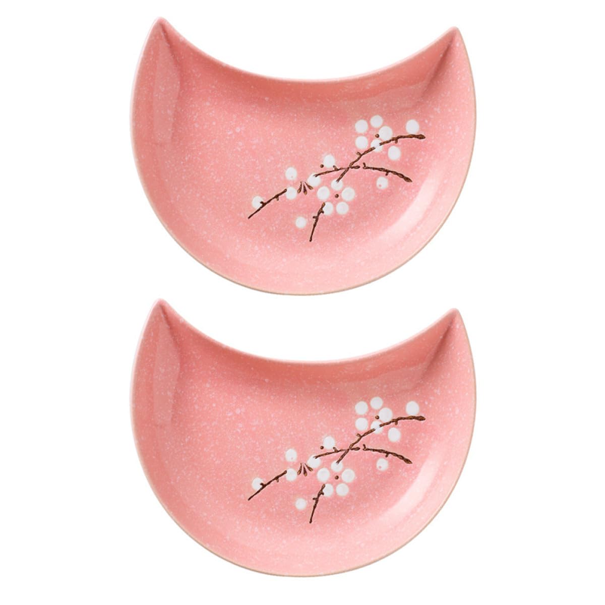 Gatuida Set de 2 Assiettes à Sushis en Céramique Forme Lune Style Japonerie pour Stockage de Sushi et Dessert pour Hôtels et Fêtes Spéciales