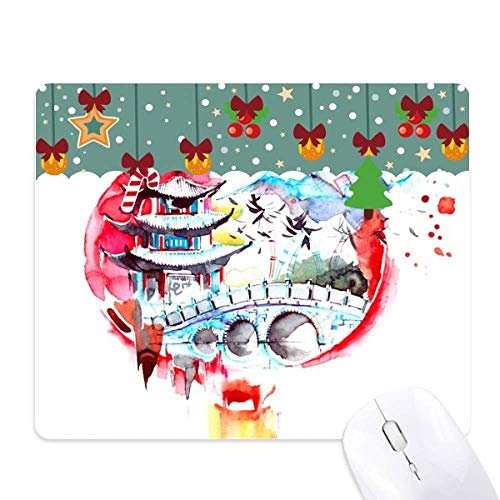 Tapete de ratón de goma con ilustración de linterna china para juegos de PC