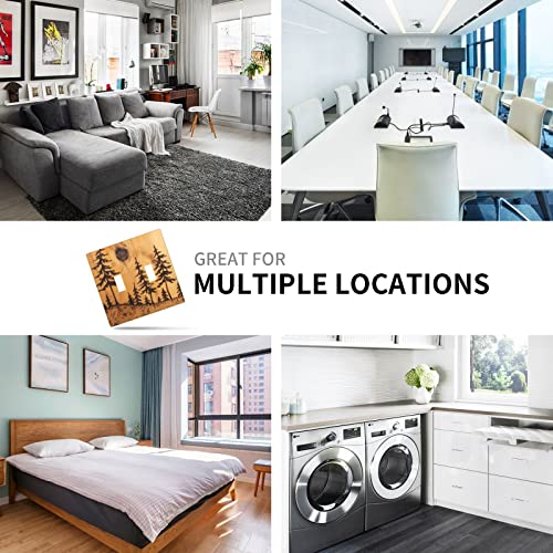 Farmhouse Wood Tree Print 2 Gang Double Toggle Light Switch Cover Plate Standard Size 4.5" X 4.5" Rustic Country Electrical Decorative Wall Plates For Bedroom Kitchen Bathroom Office Home (Plastics) #TOP6