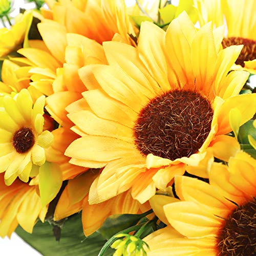 Homcomoda Artificial Sunflower Swag With Eucalyptus, 28 Inch Artificial Floral Door Decorative Arch Wreath Centerpiece For Door Wedding Party Wall Backdrop Fireplace Garden Home Decoration #TOP2