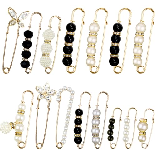 15 Pieces Pearl Brooch Safety Pins, Pant Waist...