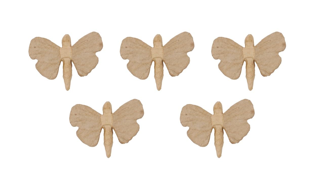 Décopatch AP144Opack - Un lot de 5 Supports en Papier brun pulpé 14x9x2 cm, Papillon