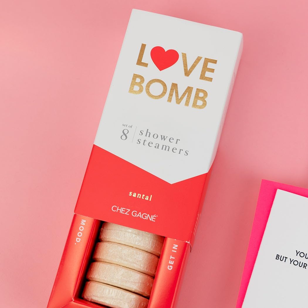 Aromatherapy Shower Steamers - Love Bomb - Santal, Set of 8 - Vegan, Cruelty-Free, Made in USA - Paraben, Sulfate & Phthalate-Free - Romantic Gift, Love Gift, Anniversary