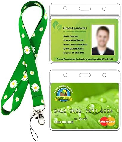 Exemption Lanyard, Lanyard with Card Holder, Length Adjustable Waterproof Plastic Badge Holder, Mask Exemption Card Neck Lanyard & Disability Health ID Card (Horizontal Card)