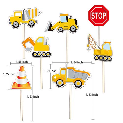 35-Pack Construction Cupcake Toppers Picks, Dump Truck Excavator Tractor Party Cake Toppers For Kids Birthday Baby Shower Party Decorations Supplies. #TOP1
