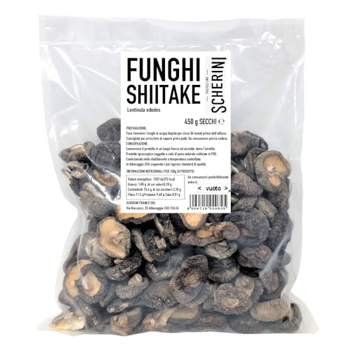 Scherini Valtellina – refinados hongos Shiitake deshidratados para buenos gustos, 450g