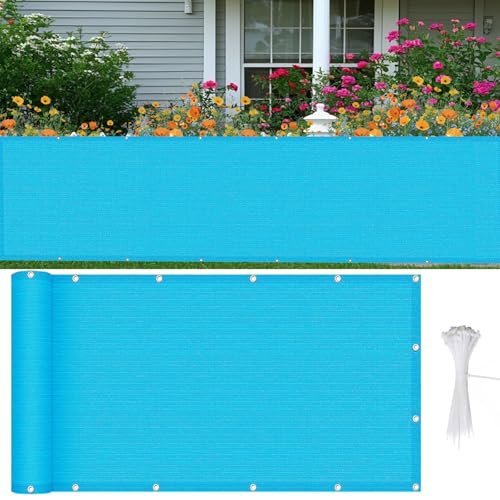 Brise vue balcon bleu ciel 90x580 cm avec oeillets et attaches