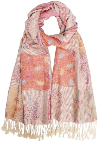 Paisley Pashmina Rave Shawl Scarf-Women's Reversible Jacquard Pashmina Wraps for Evening Dresses