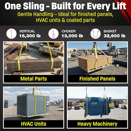 DD Sling 6 Inch x 30 Foot Nylon Lifting Sling – USA Made, 16,300 lb Vertical, 13,000 lb Choker, 32,600 lb Basket – 2-Ply Heavy Duty 900 Webbing, Type 3 Flat Eye & Eye Rigging Sling