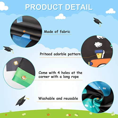 Image of Large Preschool Graduation Party Banner Decorations 72x44 Inch, Kindergarten Graduate Banner Flag Photography Background for Kids Class of 2023 Ceremony Congratulations Grad School Prom Supplies