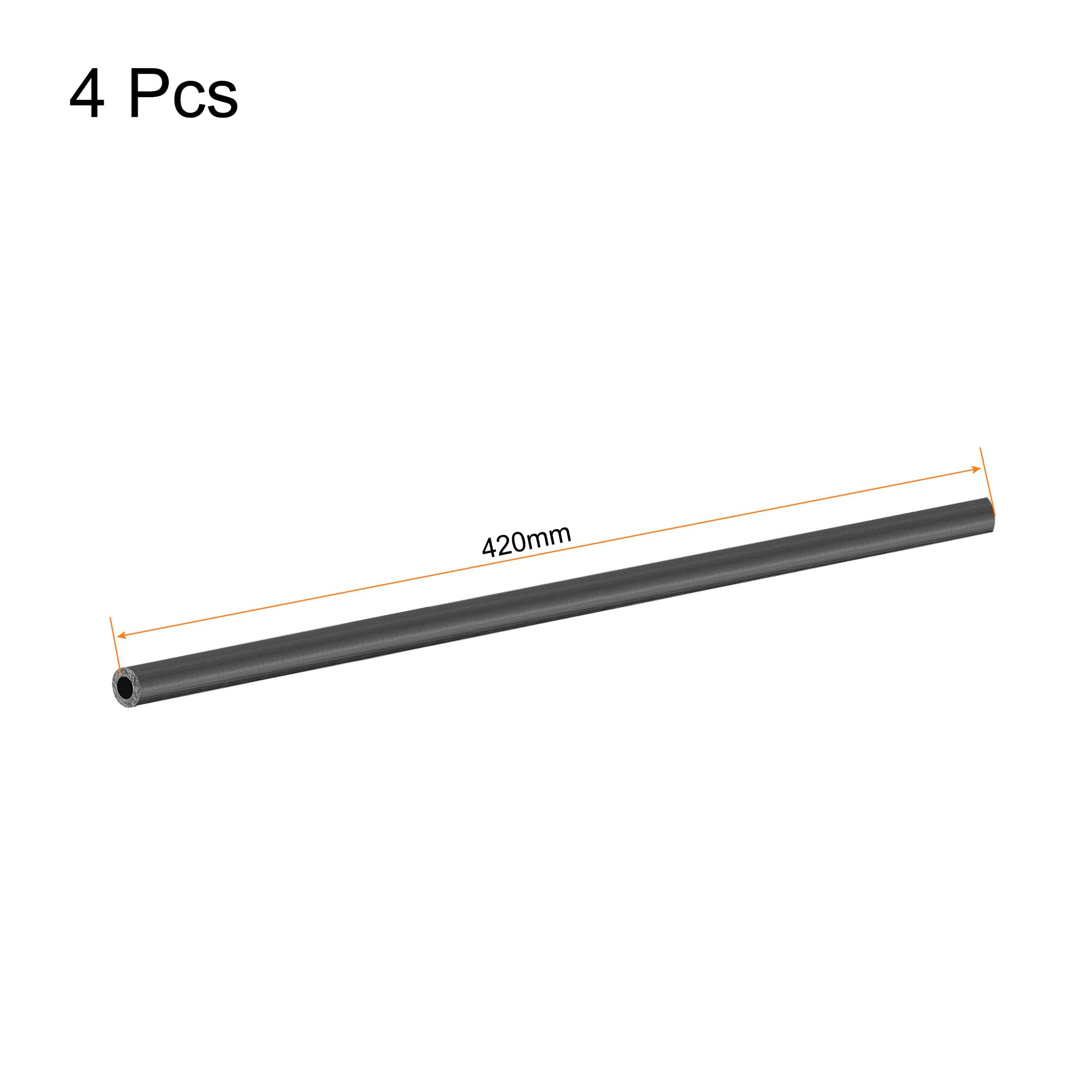 sourcing map Fibre Carbone Rond Tube 4mm x 2mm x 420mm Fibre Carbone Aile Tubulure Pultrusion pour RC Avion Quadcopter 4Pcs
