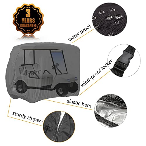 Lmeison Golf Cart Cover 4 Passenger, Waterproof Golf Cart Rain Cover Golf Cart Parts Accessories Fits Ez Go, Club Car And Yamaha, Dustproof And Windproof, Black #TOP3