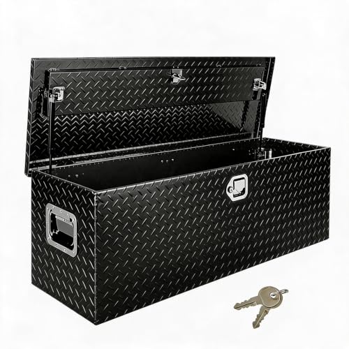 Garvee Aluminum Truck Bed Tool Box, 48 in Diamond Plate Tool Box with Lock