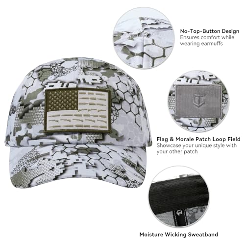 Image of Tactical Hat with Flag Patch Camo Military Army Hats Adjustable Trucker Baseball Cap Soft Top for Shooting