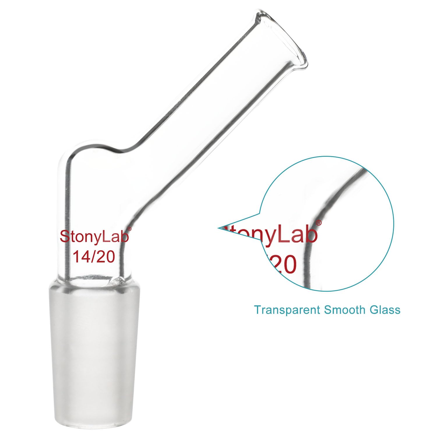 stonylab Borosilicate Glass Angled Adapter, 14/20 Inner Joint Liquid Pouring Adapter, for Laboratory Use