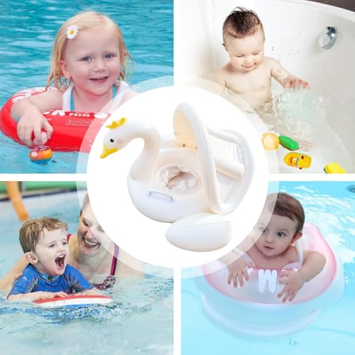 Anillo de natación inflable portátil infantil con sombrilla plegable 5