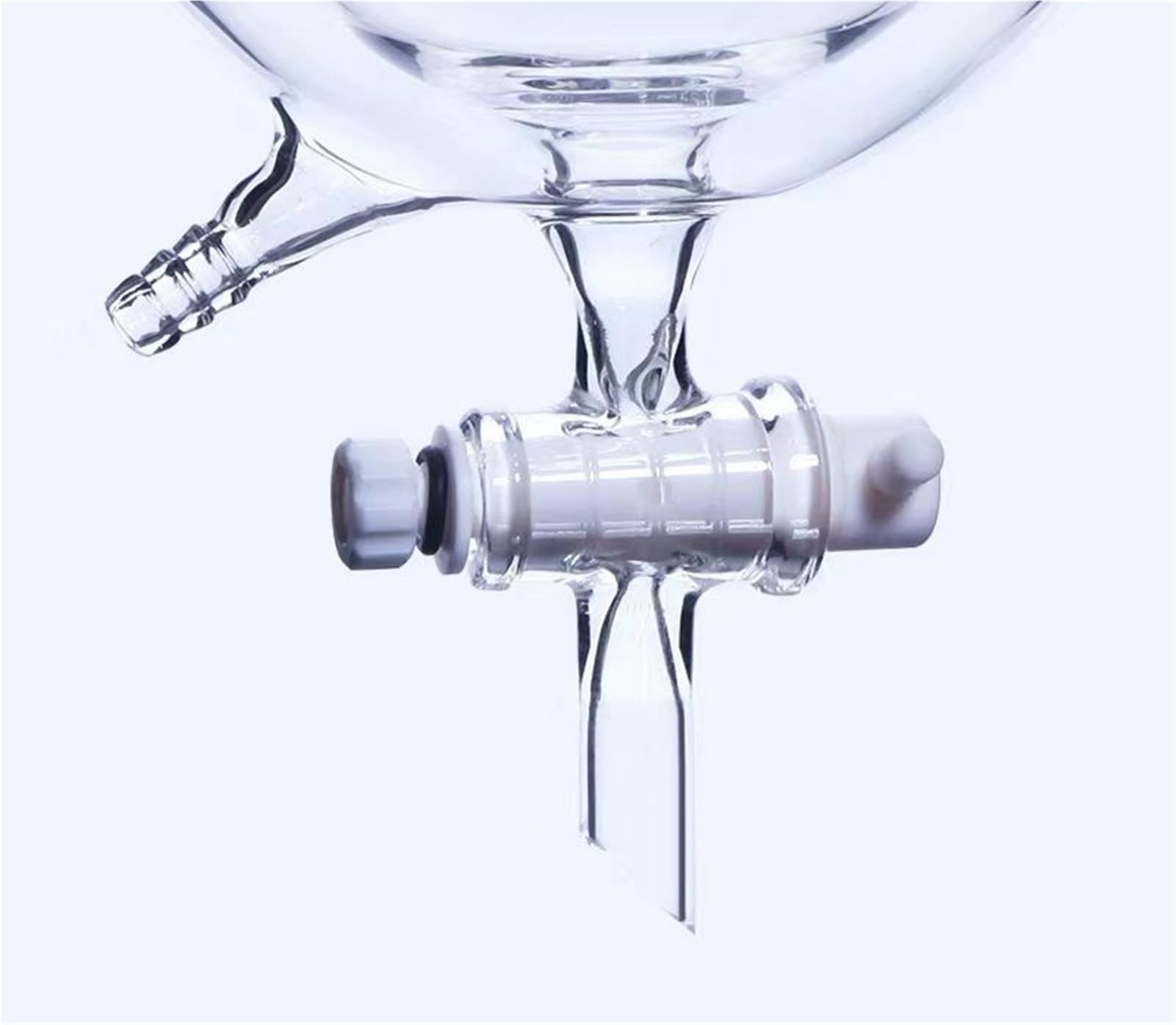 Fiole d'Erlenmeyer graduée en Verre borosilicaté, Flacon de Laboratoire à Double paroi et Fond Rond en Verre borosilicaté épais à Trois goulots avec Valve de vidange(1000mL 24x24x24)