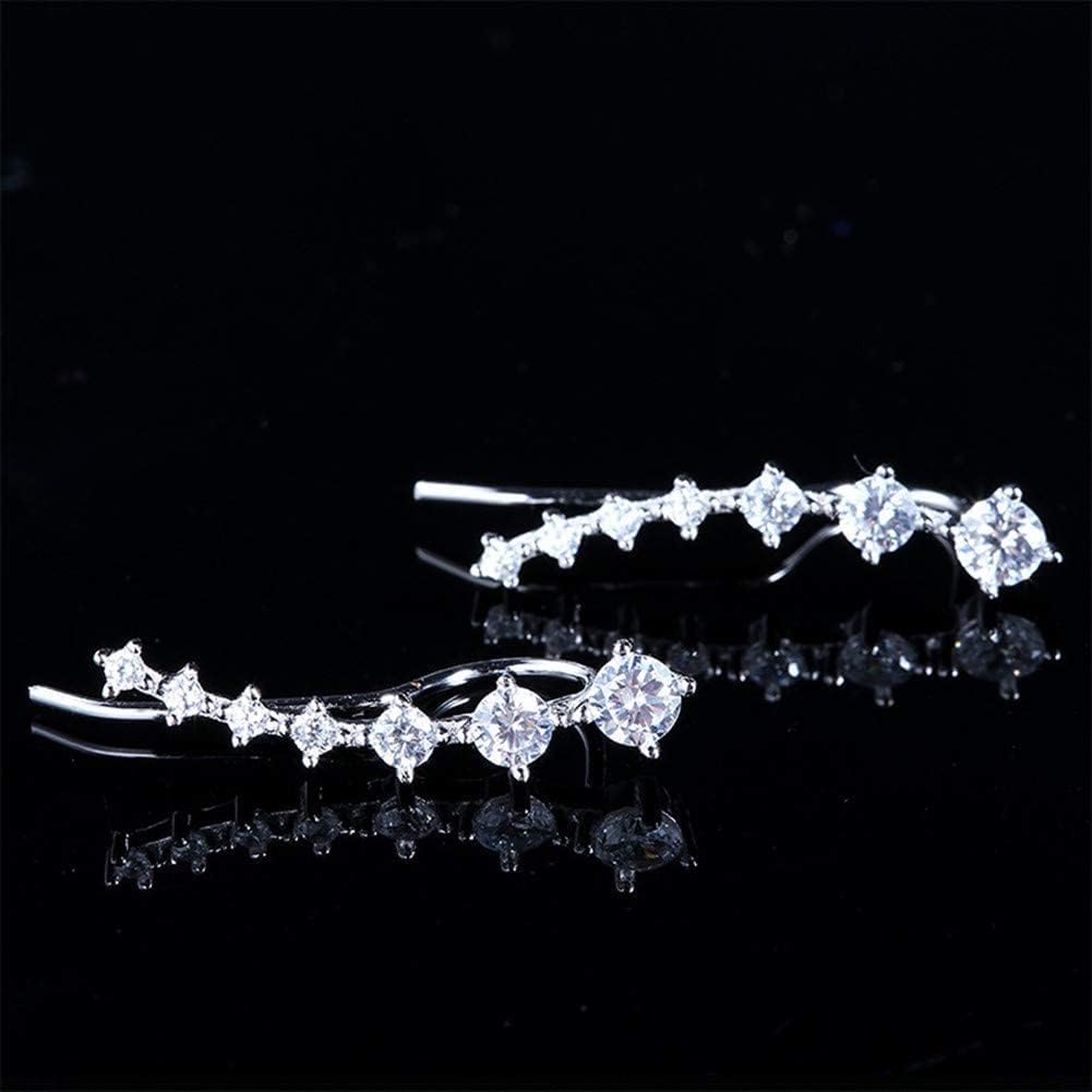 WZGWDC Damen-Ohrringe, Ohrstecker, Ohrmanschette, 7 Zirkonia, Crawler, S925-Schmuck/925, Damen