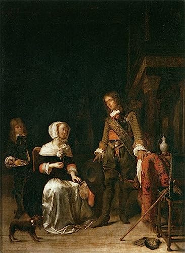 Affiche Gabriel Metsu Soldat rendant visite à une jeune femme toile 60x90cm