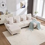 BLUON HOME Bigsofas XXL - Sofá cama, 4 cojines de lujo y respaldo ergonómico premium (beige)