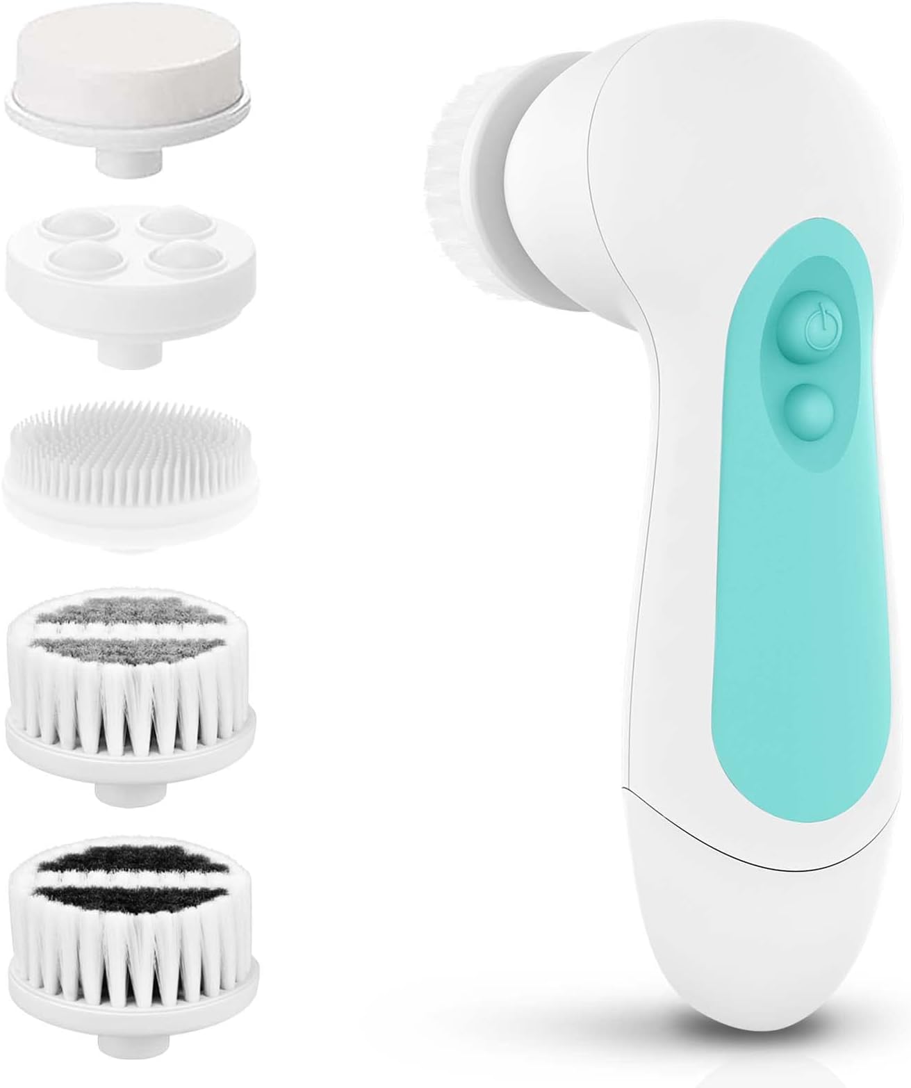 Waterproof Facial Cleansing Spin Brush Set with 5 Exfoliating Brush Heads - Electric Face Scrubber Cleanser Brush by CLSEVXY - Face Brush for Gentle Exfoliation and Deep Scrubbing