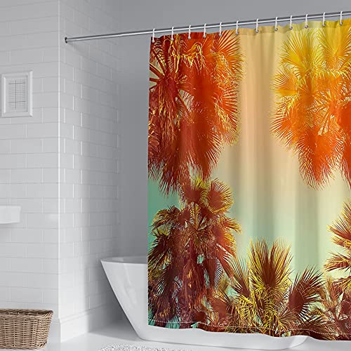 Rideau de douche 180x200cm en polyester premium avec motif palmier vert