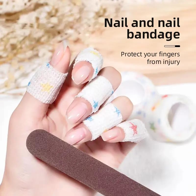 VIVITO Self-Adhesive Finger Bandage Tape | Cute Multi-Design, Non-Woven & Breathable Wrap | Finger Guard for Writing, Nail Art, Sports, Pet First Aid | Stretchable, Latex-Free | MultiColor | (Pack of 2) 4