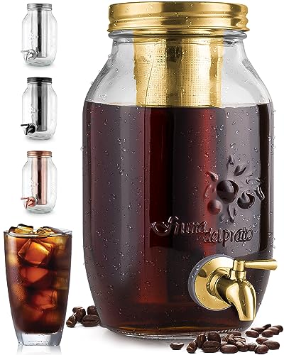 Zulay Kitchen 1.5 Liter Cold Brew Coffee Maker with EXTRA-THICK Glass Carafe & Stainless Steel Mesh Filter - Premium Iced Coffee Maker, Cold Brew Pitcher & Tea Infuser (Gold) Zulay Kitchen 1.5 Liter Cold Brew Coffee Maker with EXTRA-THICK Glass Carafe & Stainless Steel Mesh Filter - Premium Iced Coffee Maker, Cold Brew Pitcher & Tea Infuser (Gold)