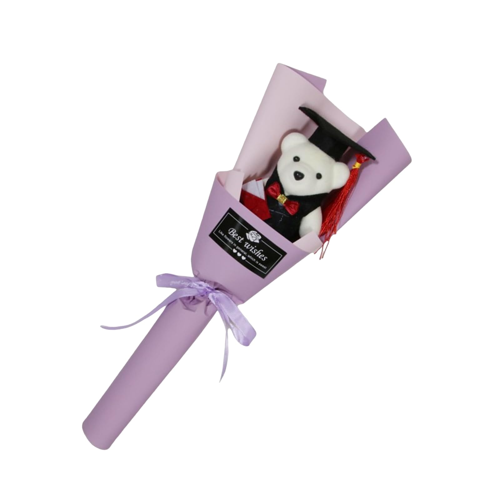 Tsophreniq Purple Artificial Bouquets For Graduation Decoration Cartoon Doctor Bear Bouquets For Graduates Student Teacher Teacher Appreciation