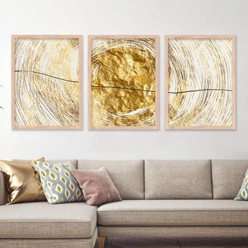 Image of kotart Abstract Paintings Modern Wall Art Framed Painting for Living Room, Bedroom - Home Decoration - Set of 3 - D (Art 8, 19x25 inch)