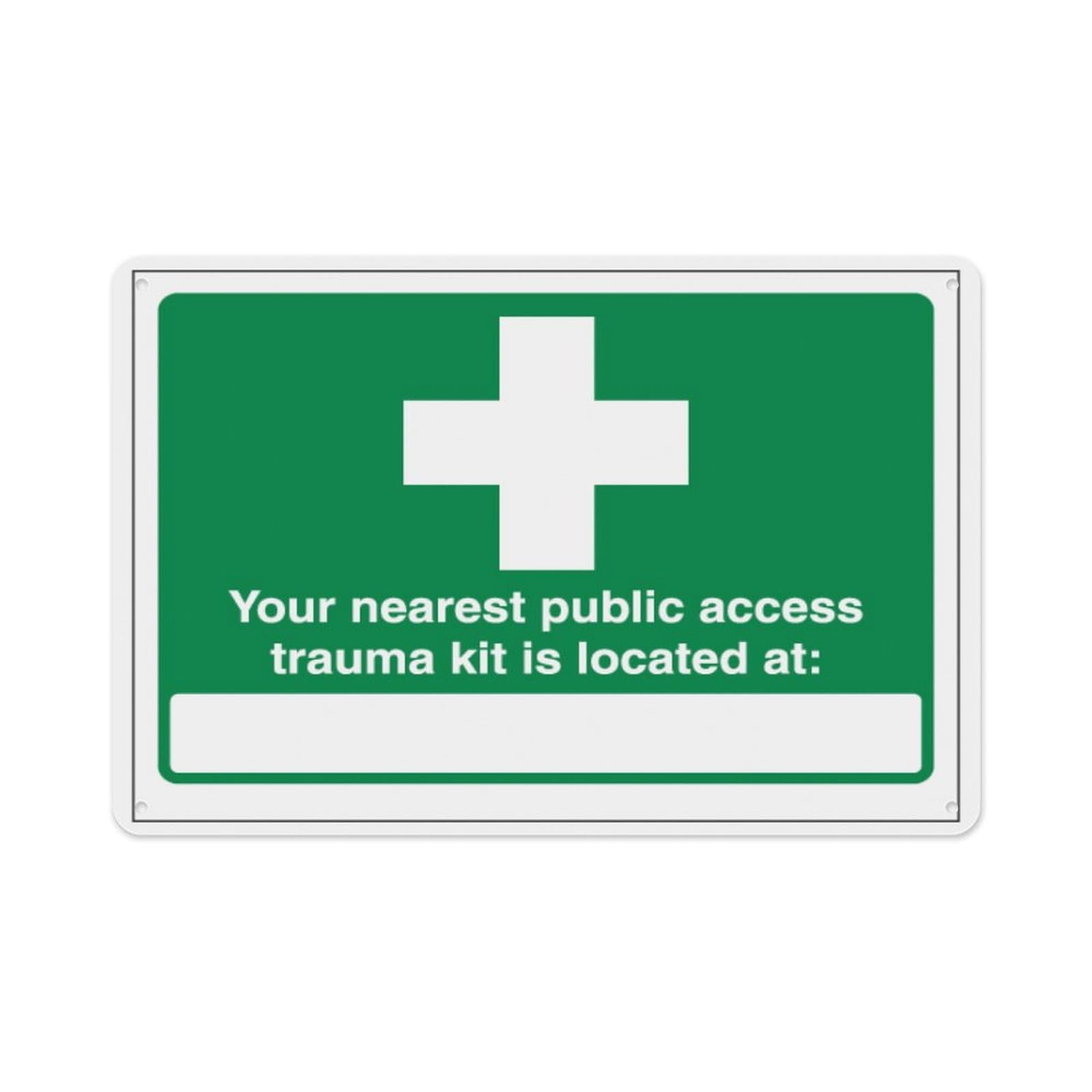 peiyeety The Nearest Trauma Kit Is Located - Call 999 Aluminum Tin Warning Signs For Home Outdoor Garden 8X12 Inches