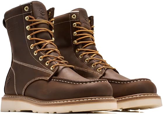 SUREWAY Mens 8 Inch Moc Toe Work Boots