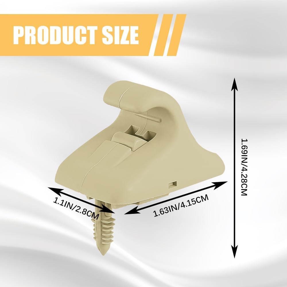 2PCS Sun Visor Retainer Clip, Sun Visor Holder Hook, 85235-B1000 Gray Sun Visor Support Fastener Bracket, Automotive Interior Parts Compatible with Most Vehicles (Beige)