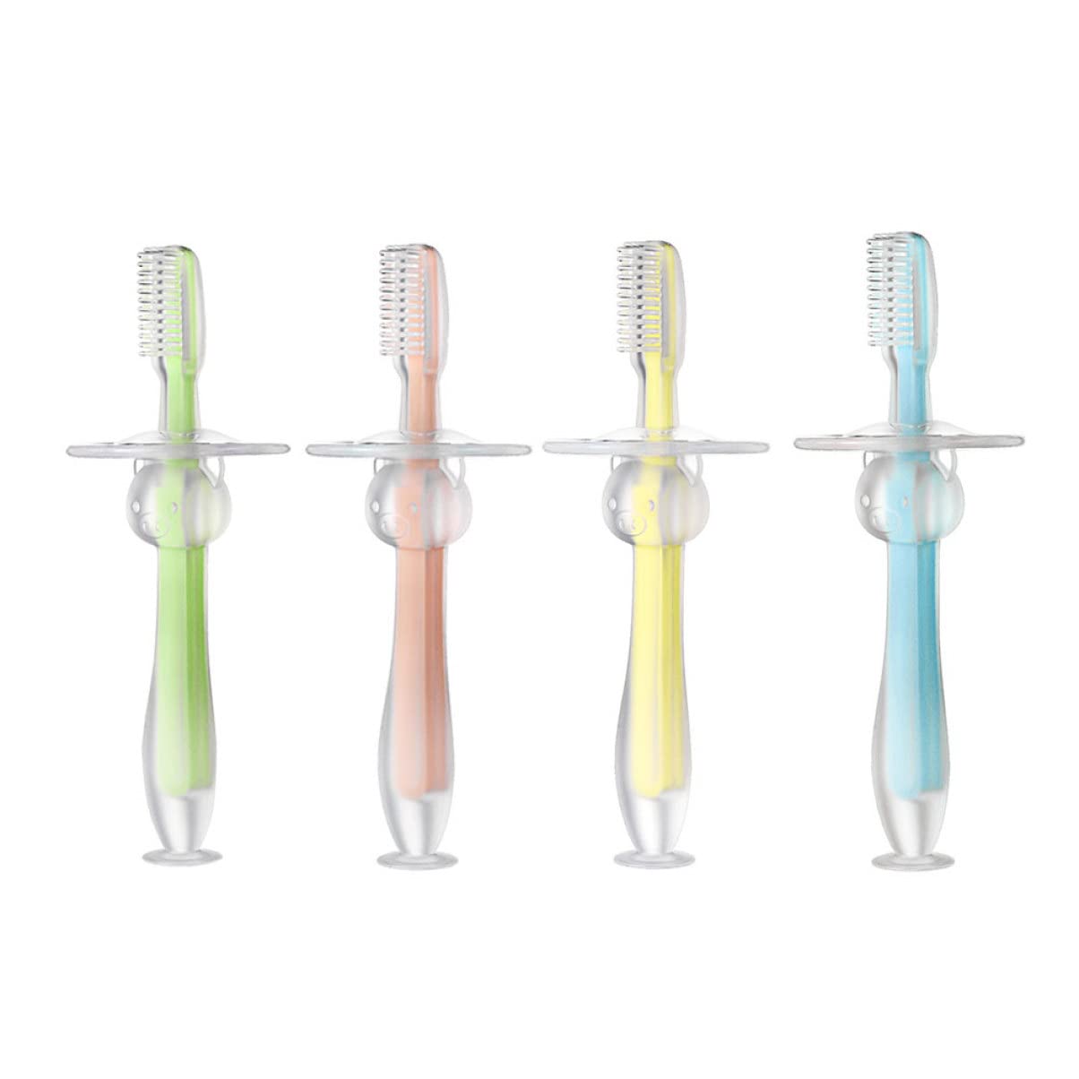 Healifty 2sets Newborn Toothbrush Baby Toothbrush Toddler Silicone Kids u Shaped Brush Stands on Its Own 4pcs*2