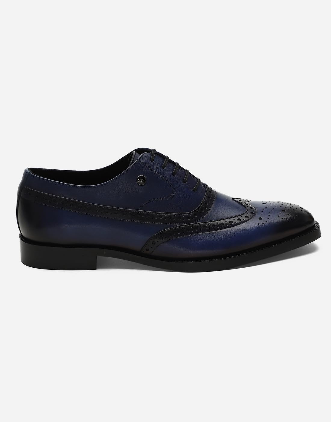 Monte Carlo Mens Navy Blue Solid Lace Up Genuine Leather Formal Brogue Shoes (201826FW-2-9) 1