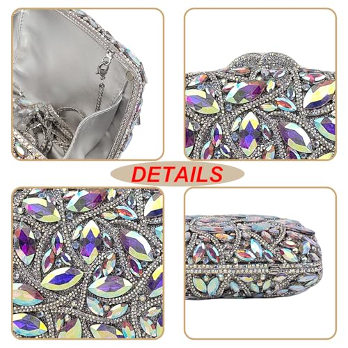 Image of Colorful Crystal Clutch Box Handbag Women Sparkling Evening Bags for Wedding Party Prom Purse