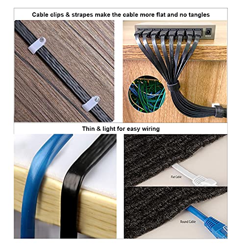 Ercielook Cat 6 Ethernet Cable 25 Ft, Black Flat Cable With Clips, High Speed Internet Network Cable, Faster Than Cat5E Cat5 #TOP4