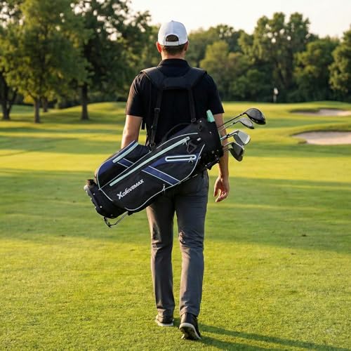 Golf Stand Bag, Lightweight Golf Bag with 8-Way Top Dividers, Golf Bag for Men & Women with Adjustable Dual Strap, Rain Cover, Cooler and Golf Accessory Kit Pack Blue by XDriveMax - Used condition - Image 2