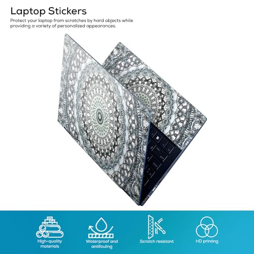 Image of Galaxsia Mandala Design Top+Wrist Pad Vinyl Laptop Skin /Sticker /Cover Upto 15.6 Inches Laptops Laminated-Removable-HD Quality Compatible for Hp-Dell-Sony-Lenovo-Asus etc.(15x10 Inches)