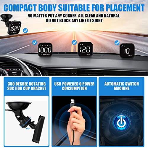 Gps Speedometer Digital Car Compass Hud Car Head Up Display Universal With Speed Mph, Overspeed Car Alarm Fatigue Driving Reminder For All Car Motorcycle (White) #TOP2