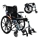 Silla de Ruedas Plegable, Acero con neumáticos y neumáticos no neumáticos Freno Doble para discapacitados/Ancianos Patinete autopropulsado, portátil