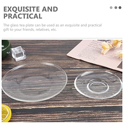 Topbathy 4Pcs Glass Saucers Tea Plates Clear Snack Plate Restaurant Dessert Plate Food Serving Dish For Coffee Tea Cups Snacks Fruits 8.5X8.5Cm #TOP7
