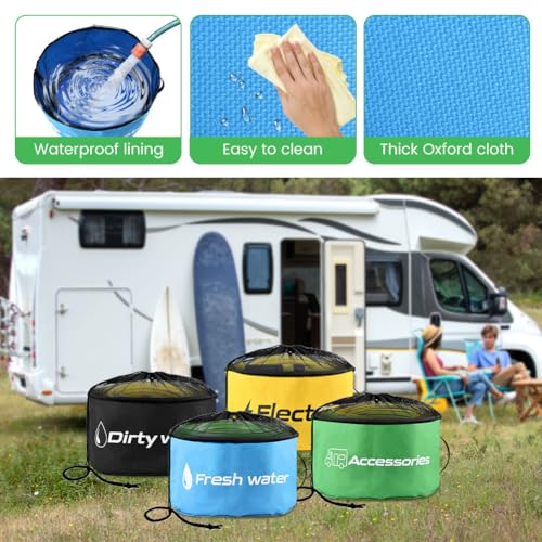 Image of RV Sewer Hose Storage 4 Packs, Waterproof Rv Storage and Organization with 4 Straps for Garden Fresh Water Hoses Electrical Cords Camper Tools