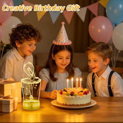 Image of FULLOSUN Ballet Dancing Gifts, 3D Illusion Lamp Night Light with Remote Control 16 Colors Changing Gifts for Mom and Girls, Birthday Gift, Wedding Grandmother Graduation Gifts