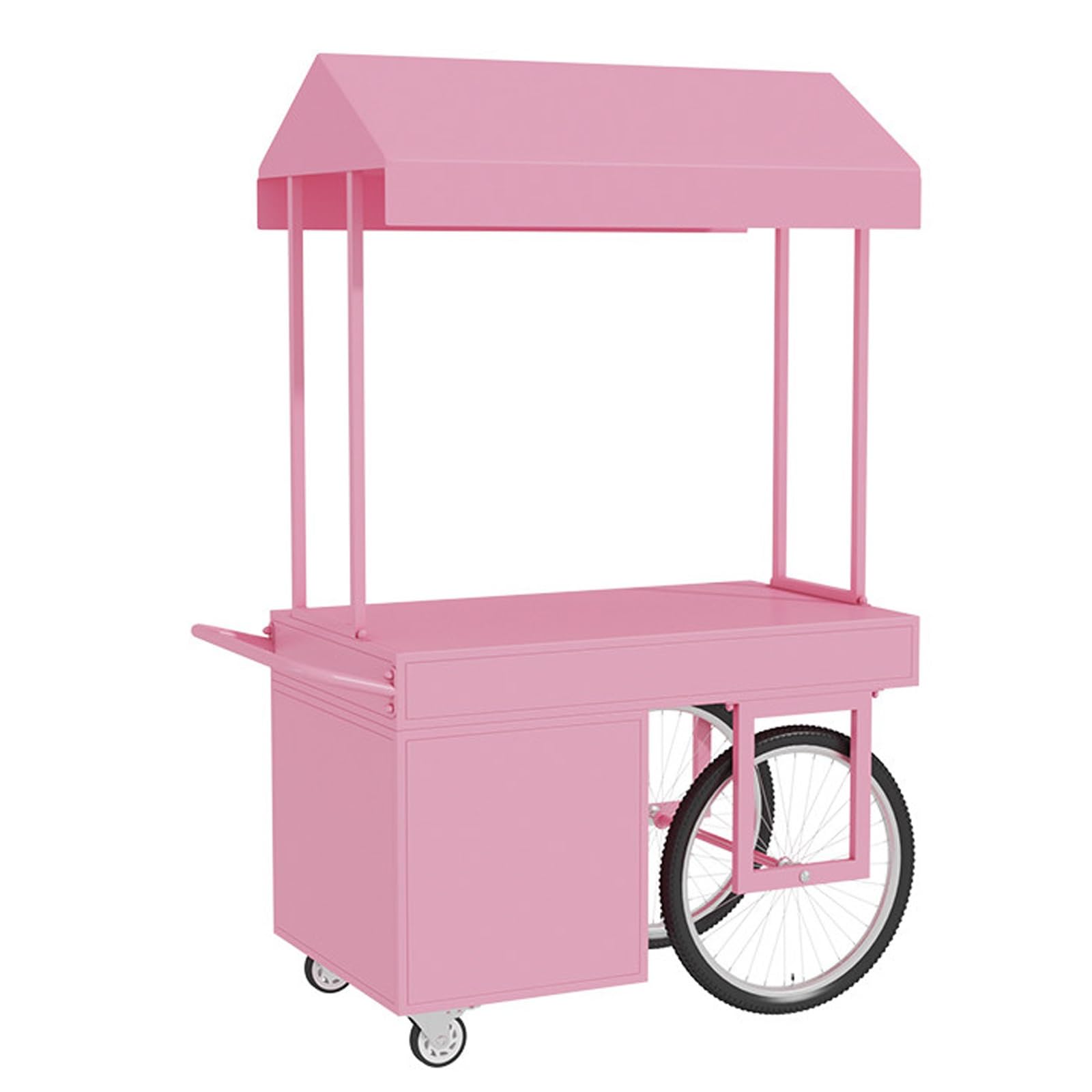 Portable Mobile Dining Cart with Canopy And Storage Box, Sturdy Metal Frame, for Snacks, Coffee, Desserts, Load 500kg/1100lbs(Pink,140cm/55in)
