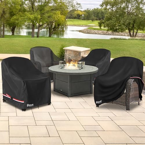 Image of Bitubi Waterproof 4 Pack Patio Adirondack Chair Cover for Outdoor Chair Size Up to 35W x 37D x 36H inch,Outdoor Lawn Patio Furniture Covers (Black)