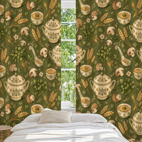 Rideaux occultants vert automne rustique | Tissu isolant haut de gamme - 6